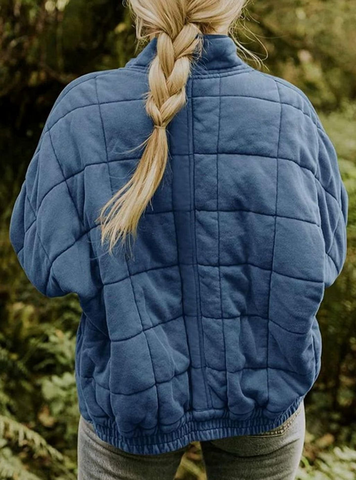 Women's Quilted Fashion Jacket Zip-Up Stand-Collar Outerwear