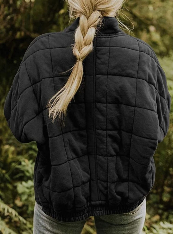 Women's Quilted Fashion Jacket Zip-Up Stand-Collar Outerwear
