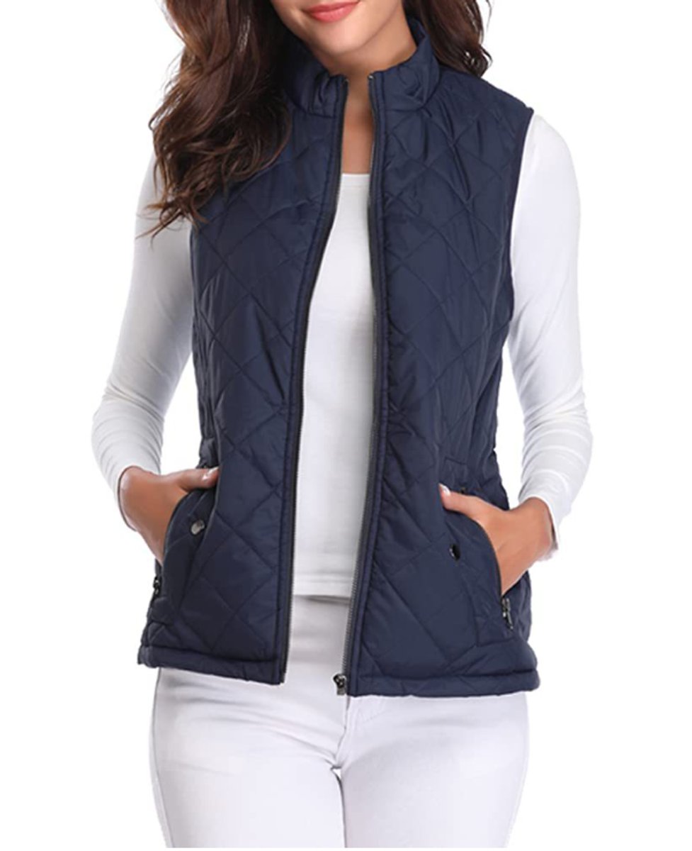 Women's Quilted Lightweight Zip-Up Puffer Vest - Blue