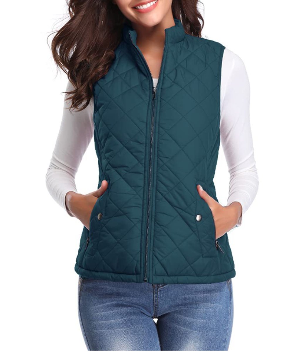 Women's Quilted Lightweight Zip-Up Puffer Vest - Ocean Blue