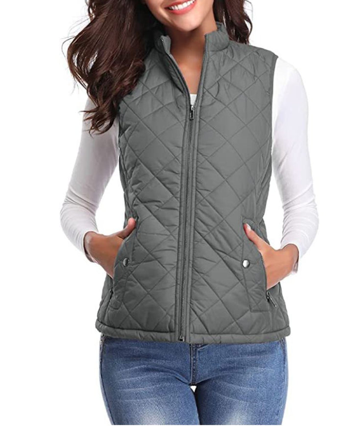 Women's Quilted Lightweight Zip-Up Puffer Vest - Gray