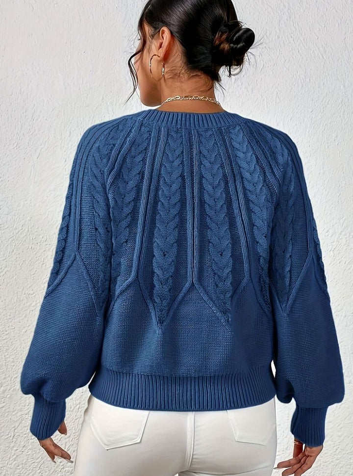 Women's Relaxed Cable-Knit Lantern Sleeve Sweater