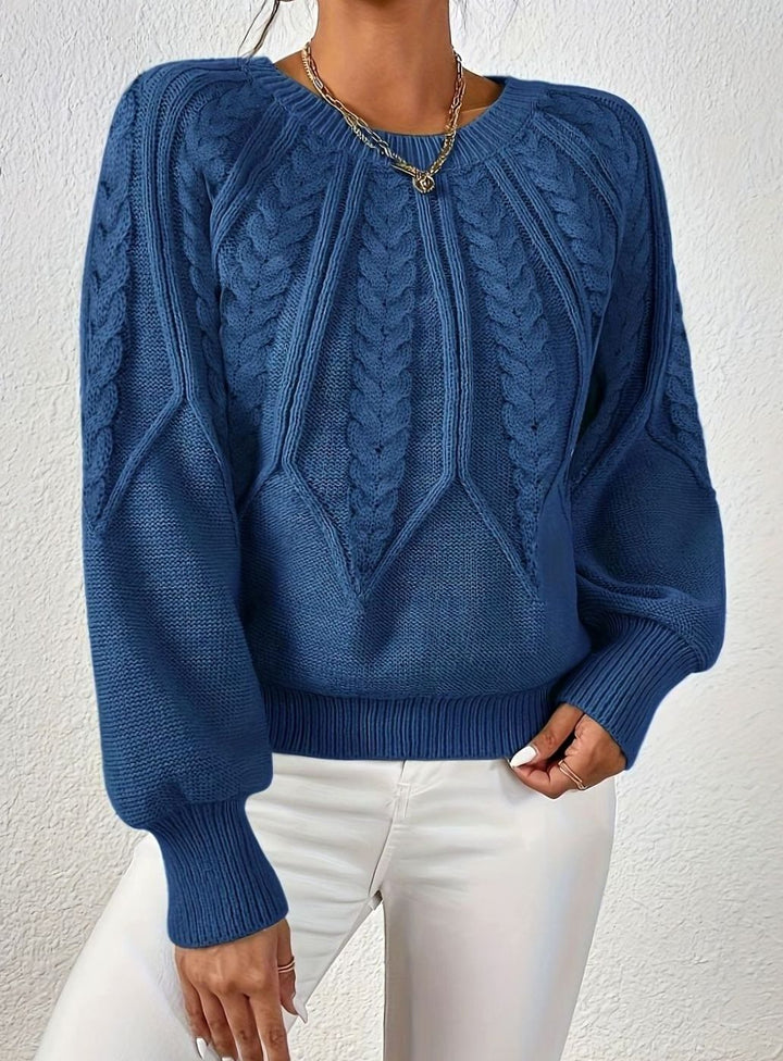 Women's Relaxed Cable-Knit Lantern Sleeve Sweater