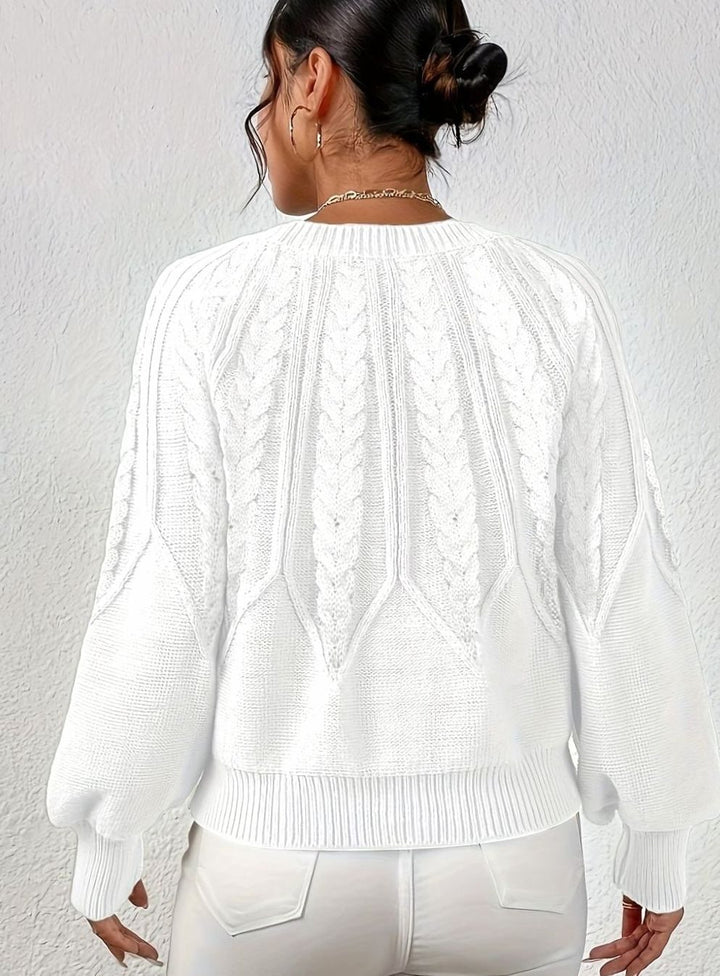 Women's Relaxed Cable-Knit Lantern Sleeve Sweater
