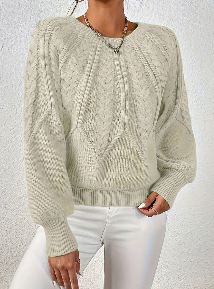 Women's Relaxed Cable-Knit Lantern Sleeve Sweater