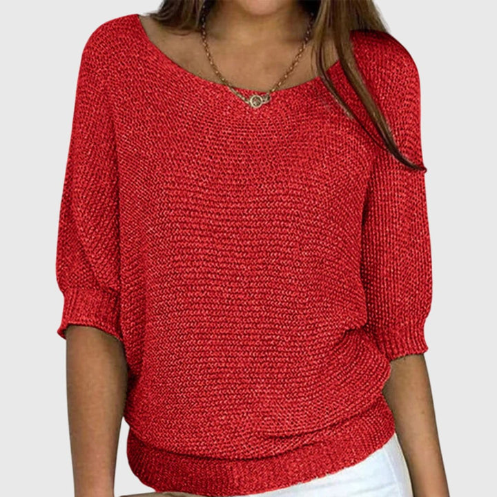 Women's Relaxed-Fit Batwing-Sleeve Knit Sweater - Red