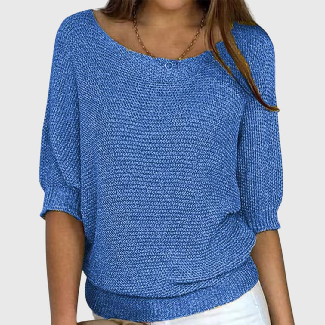 Women's Relaxed-Fit Batwing-Sleeve Knit Sweater - Blue