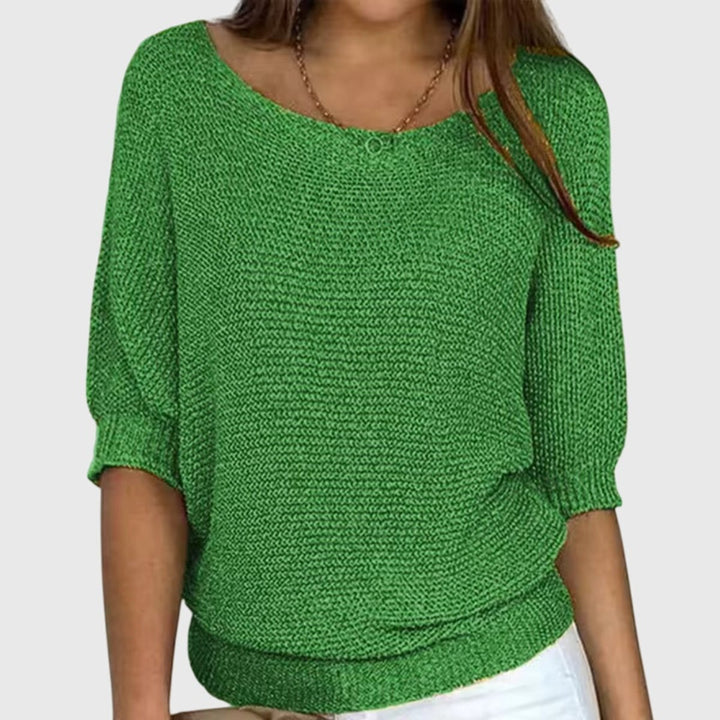 Women's Relaxed-Fit Batwing-Sleeve Knit Sweater - Green