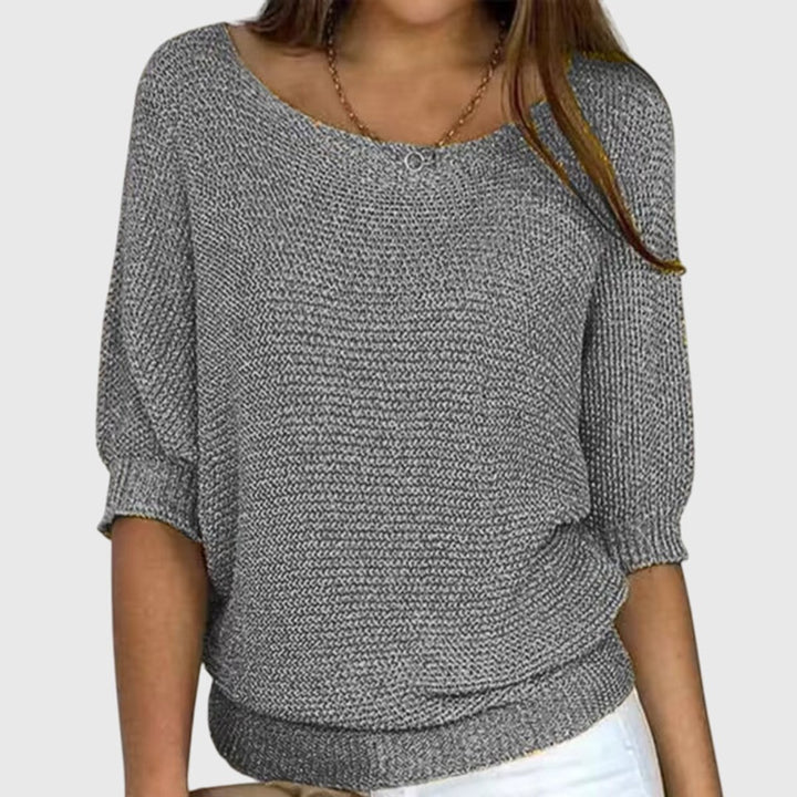 Women's Relaxed-Fit Batwing-Sleeve Knit Sweater - Gray