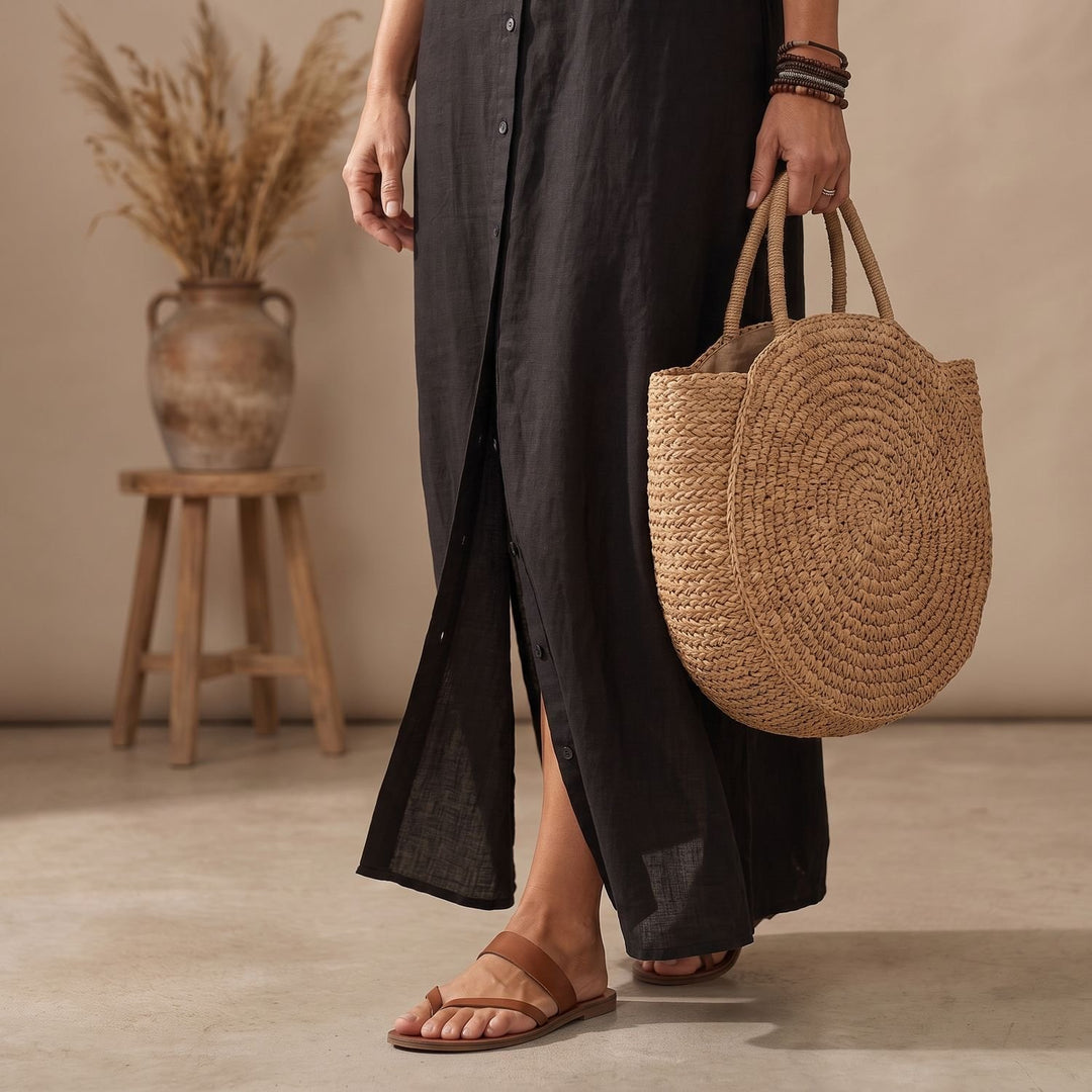 Women's Relaxed-Fit Button-Down Collared Maxi Dress
