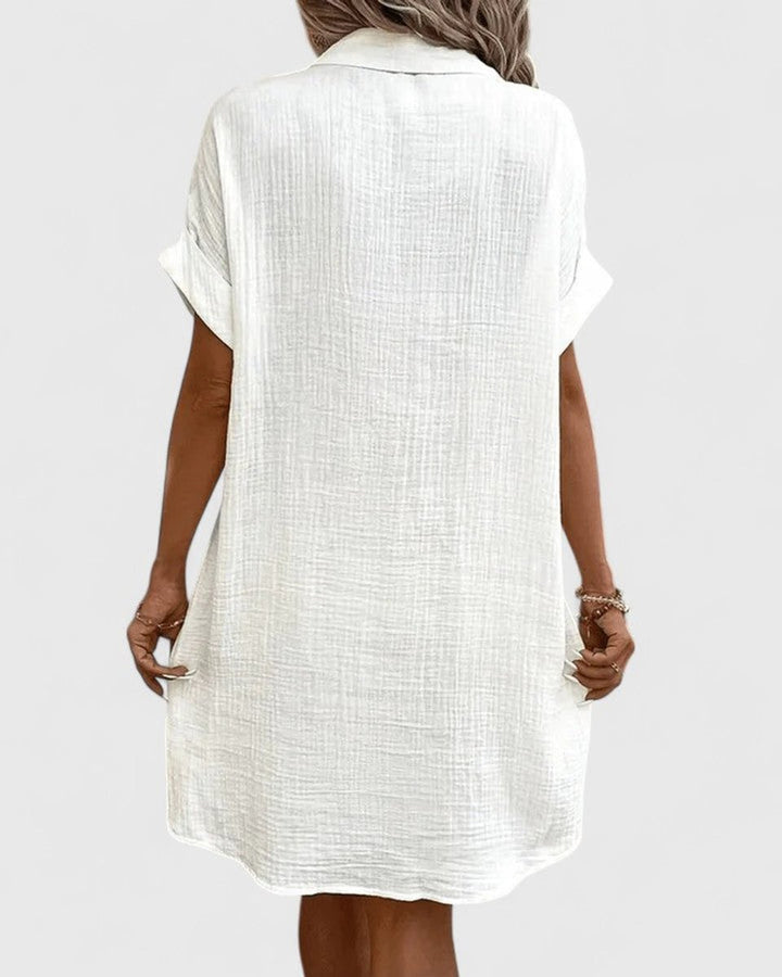Women's Relaxed-Fit Button-Down Short Sleeve Shirt Dress