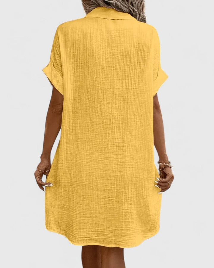 Women's Relaxed-Fit Button-Down Short Sleeve Shirt Dress