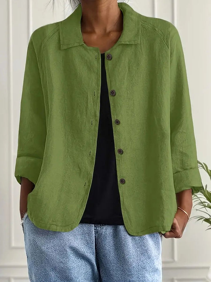 Women's Relaxed-Fit Button-Front Lightweight Collared Shirt - Green