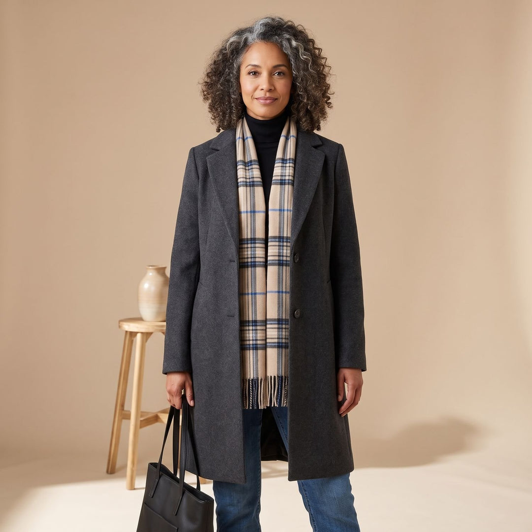 Women's Relaxed-Fit Button-Front Wool Coat - Gray