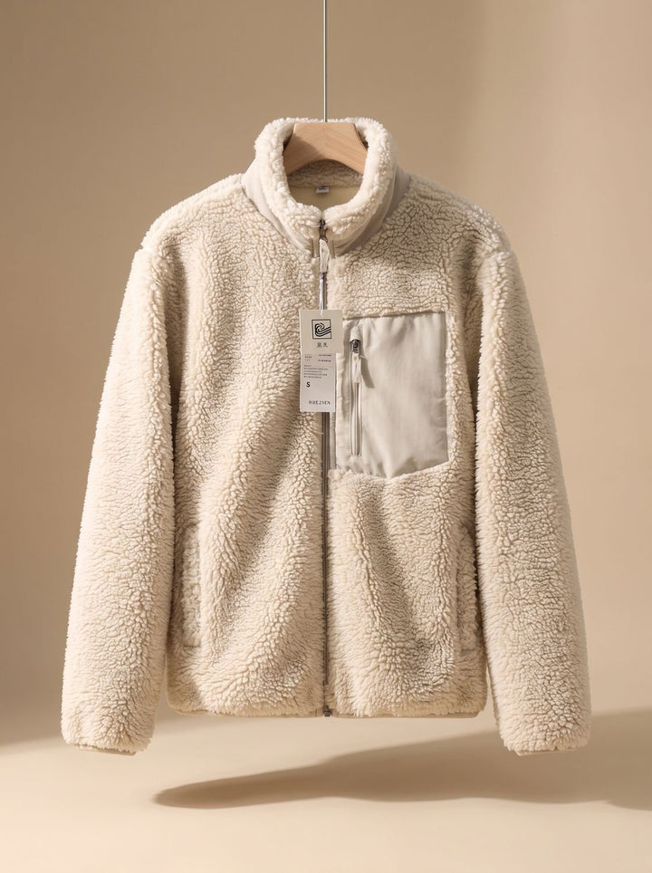 Women's Relaxed-Fit Full Zip-Up Sherpa Fleece Jacket, Beige - Beige