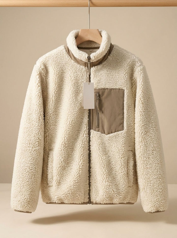 Women's Relaxed-Fit Full Zip-Up Sherpa Fleece Jacket, Beige - Coffee