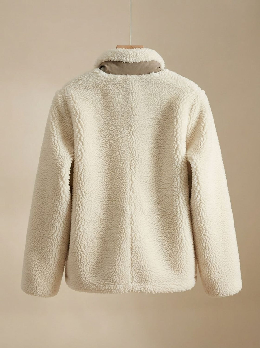 Women's Relaxed-Fit Full Zip-Up Sherpa Fleece Jacket, Beige