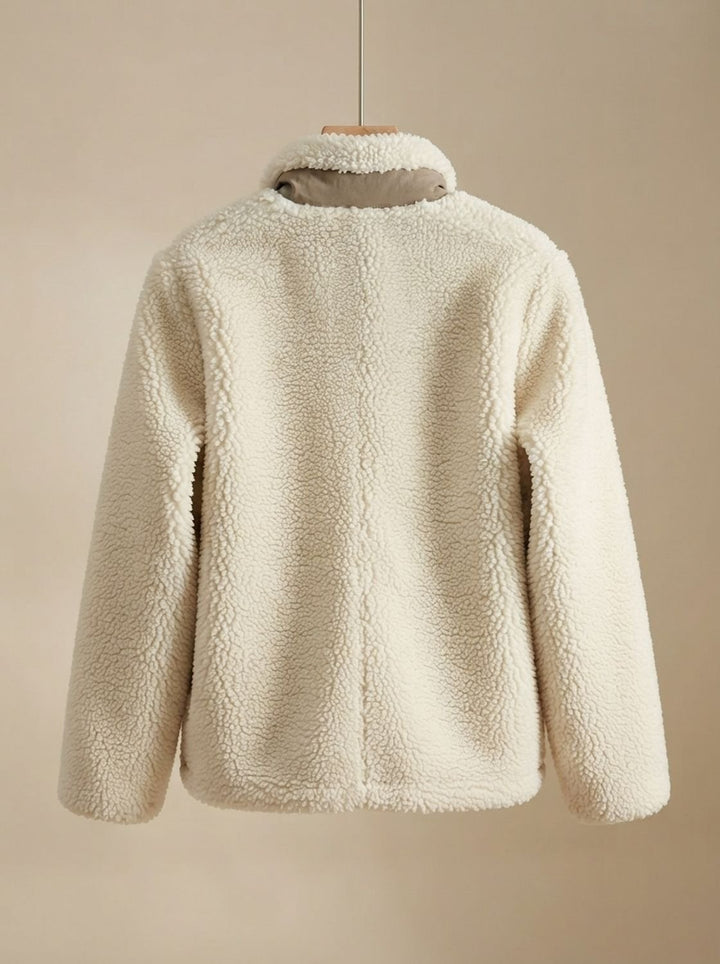 Women's Relaxed-Fit Full Zip-Up Sherpa Fleece Jacket, Beige