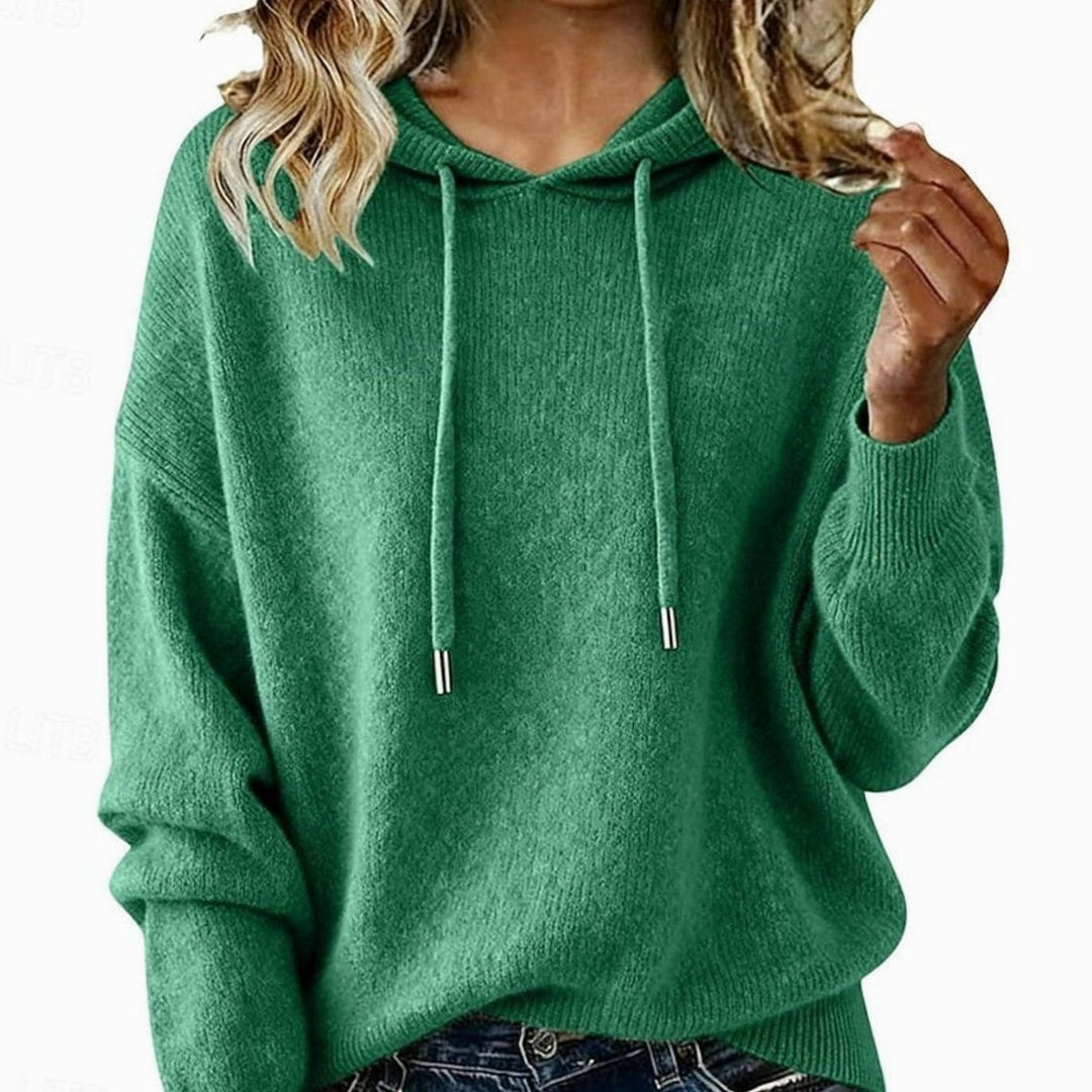 Women's Relaxed-Fit Hooded Knit Sweater - Green