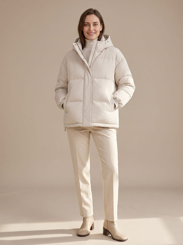 Women's Relaxed-Fit Hooded Puffer Jacket Drop-Shoulder