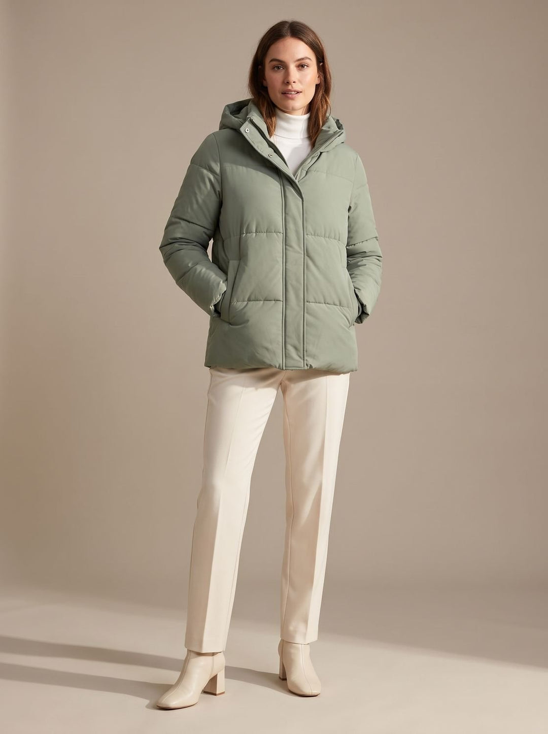 Women's Relaxed-Fit Hooded Puffer Jacket Drop-Shoulder