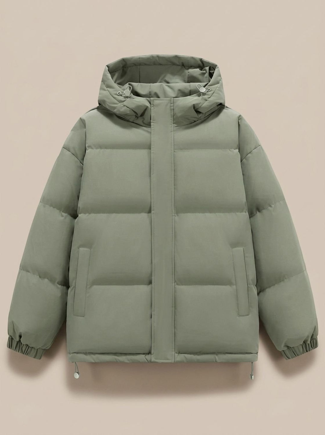 Women's Relaxed-Fit Hooded Puffer Jacket Drop-Shoulder - Green
