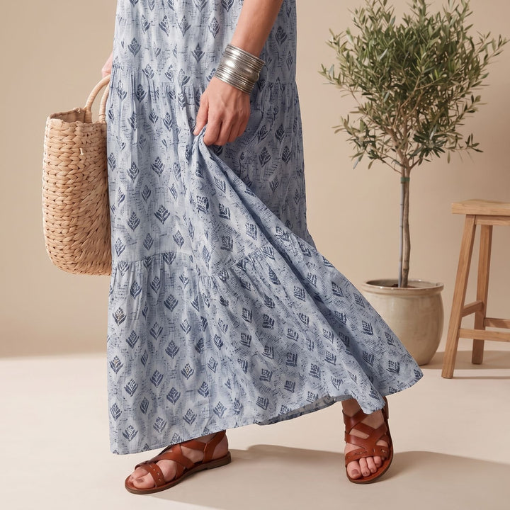 Women's Relaxed-Fit Notch-Neck Long Sleeve Maxi Dress