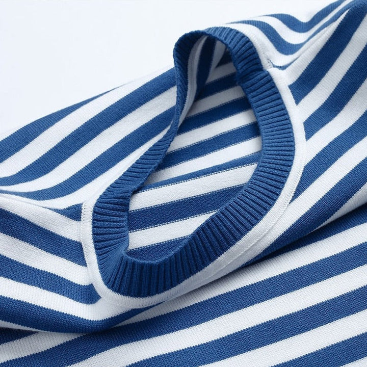 Women's Relaxed-Fit Striped Long Sleeve Crew Neck Sweater