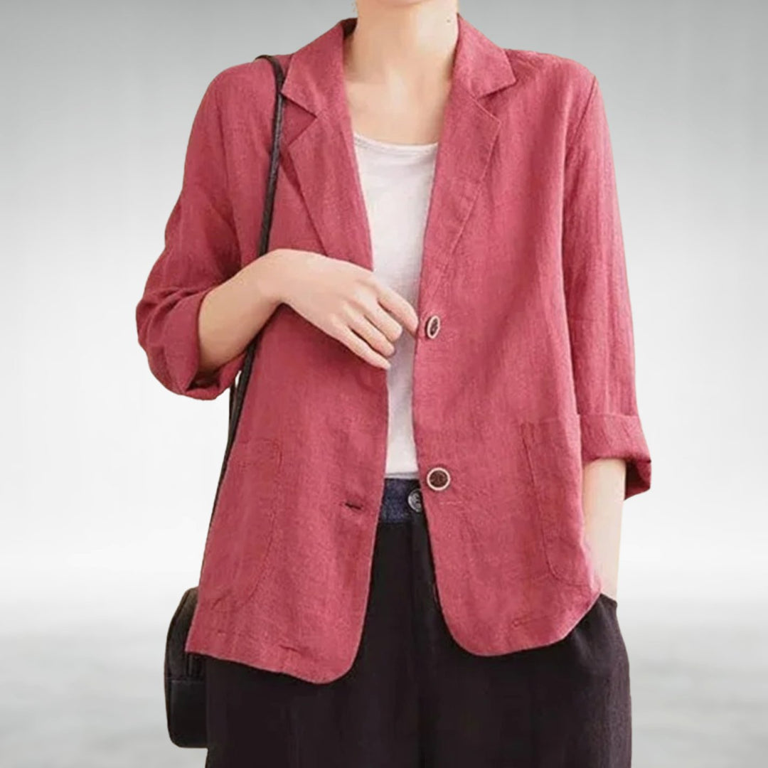 Women's Relaxed-Fit Two-Button Linen Blazer