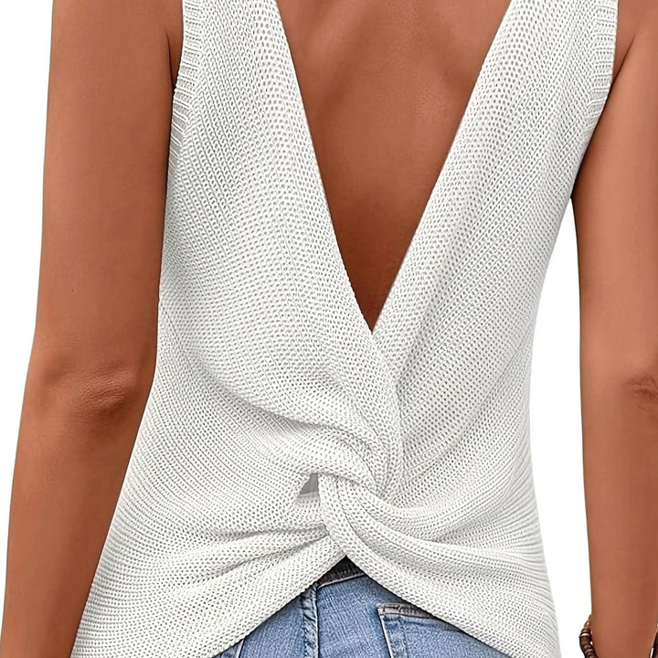 Women's Relaxed-Fit V-Neck Sleeveless Knit Sweater Tank Top - White