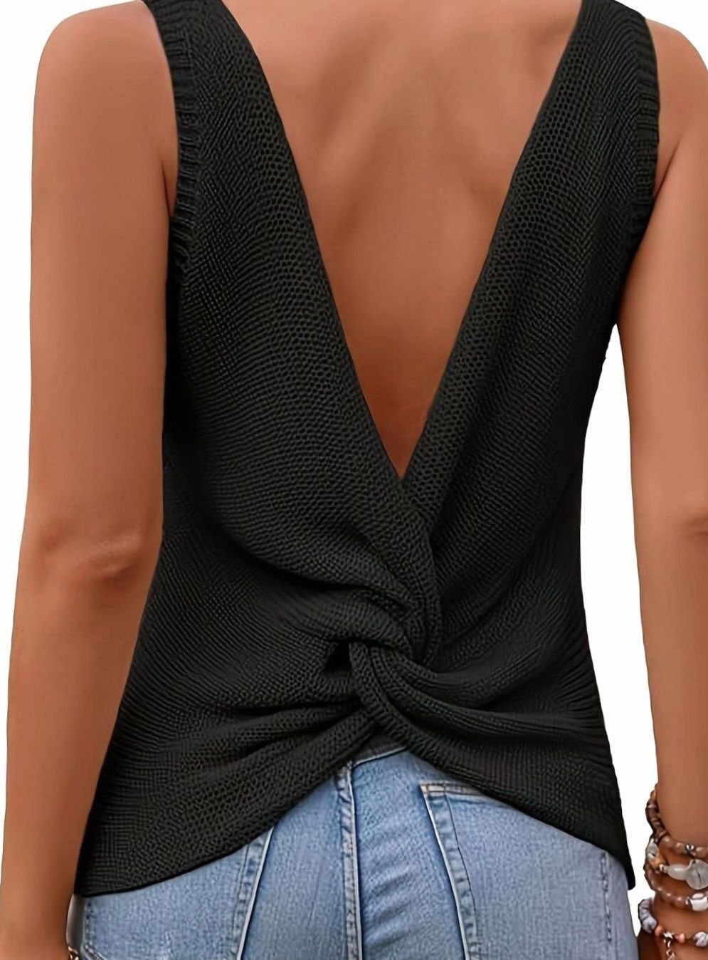 Women's Relaxed-Fit V-Neck Sleeveless Knit Sweater Tank Top