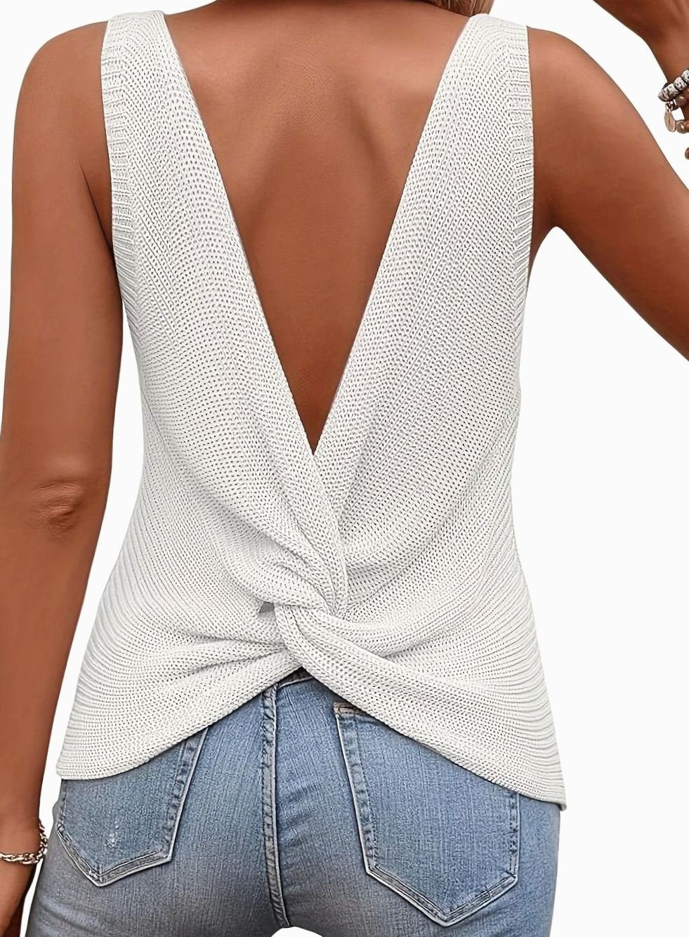 Women's Relaxed-Fit V-Neck Sleeveless Knit Sweater Tank Top