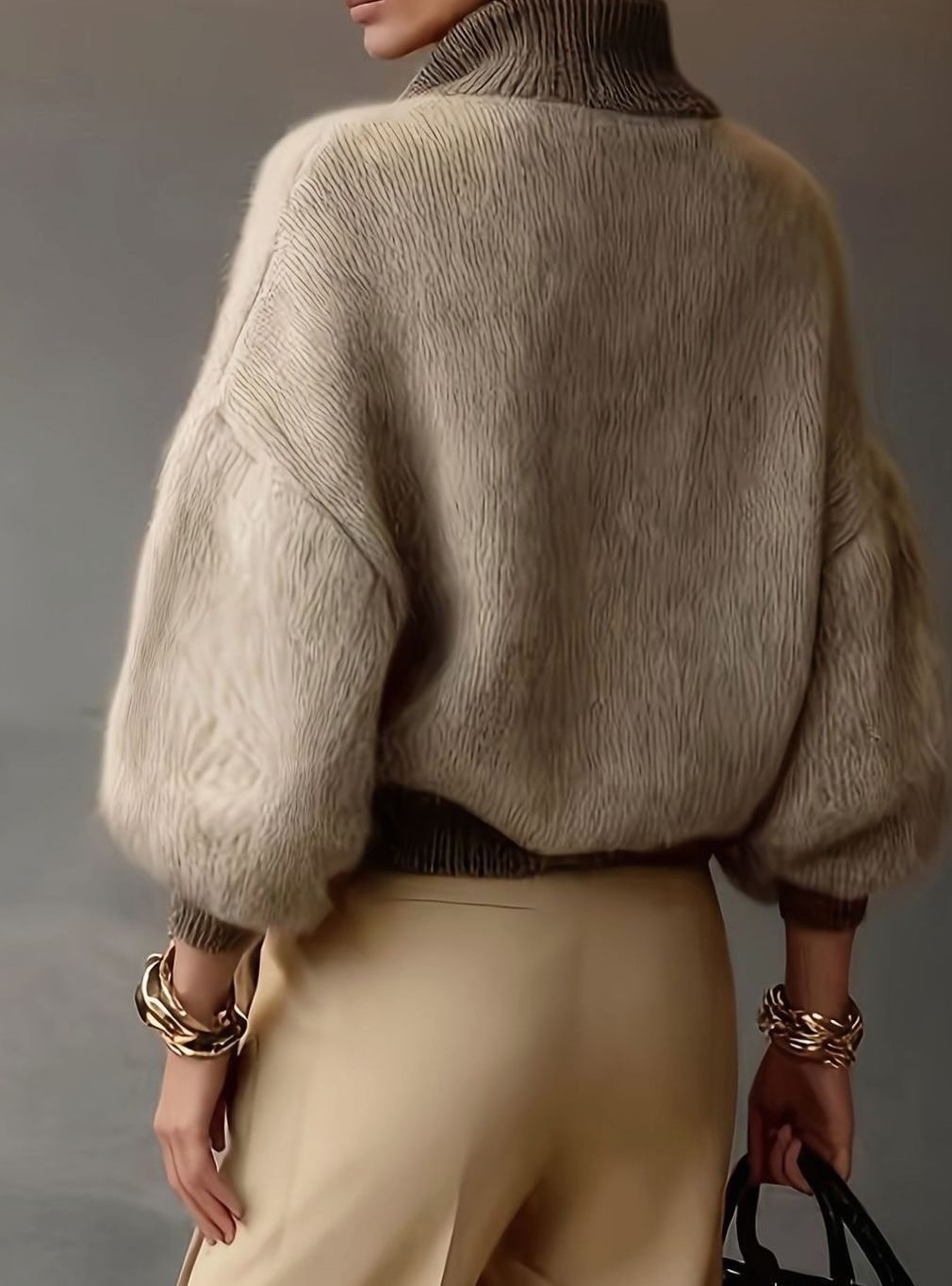 Women's Relaxed Half-Zip Fluffy Knit Pullover Sweater