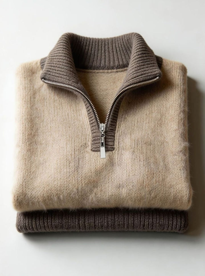 Women's Relaxed Half-Zip Fluffy Knit Pullover Sweater