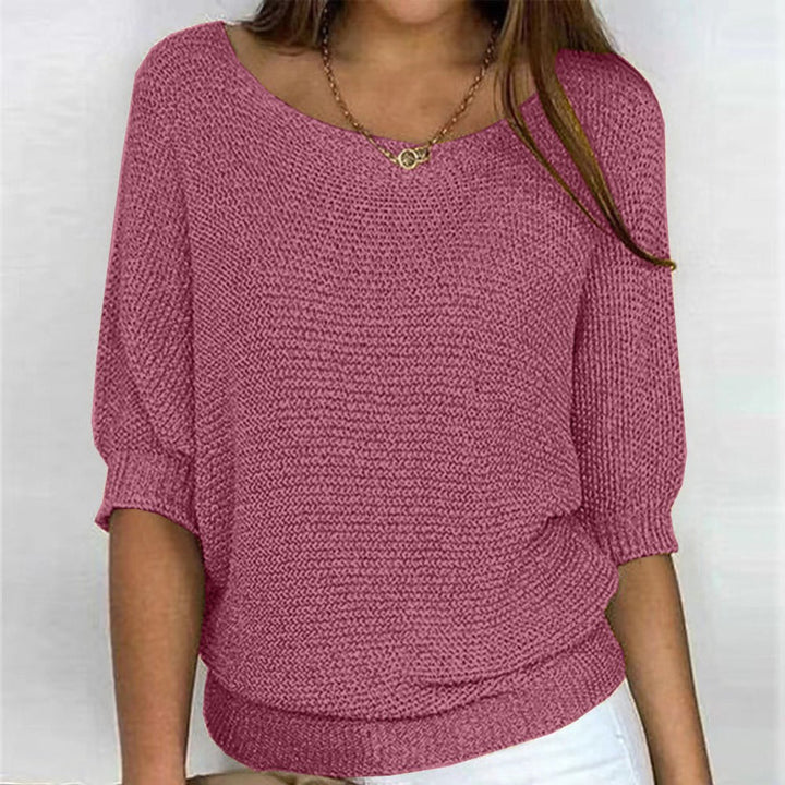 Women's Relaxed Knit Batwing-Sleeve Pullover Sweater - Pink