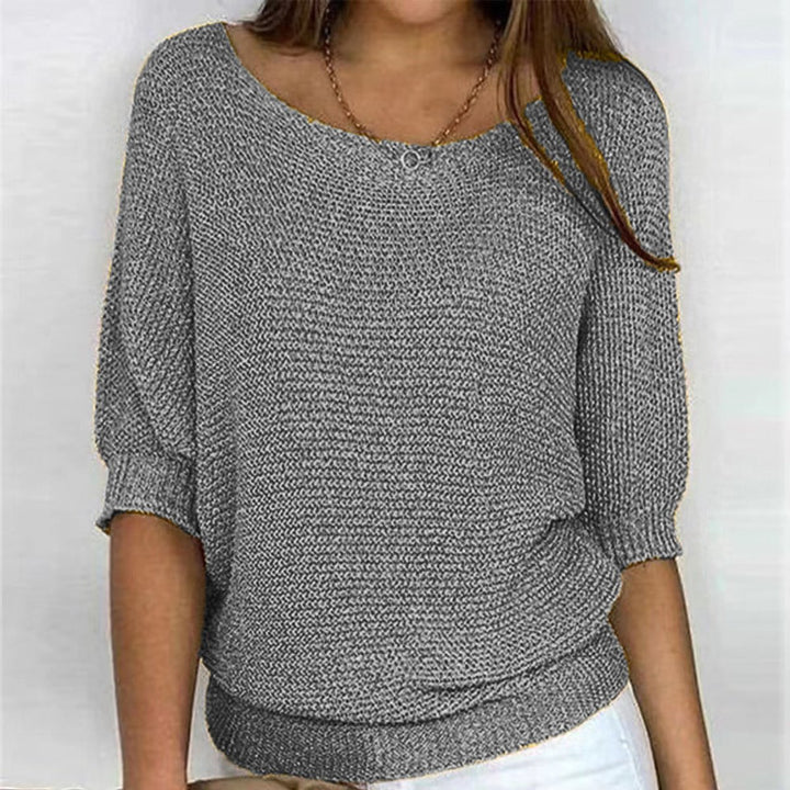 Women's Relaxed Knit Batwing-Sleeve Pullover Sweater - Gray