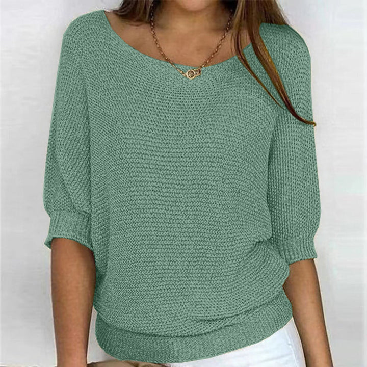 Women's Relaxed Knit Batwing-Sleeve Pullover Sweater - Dark Green