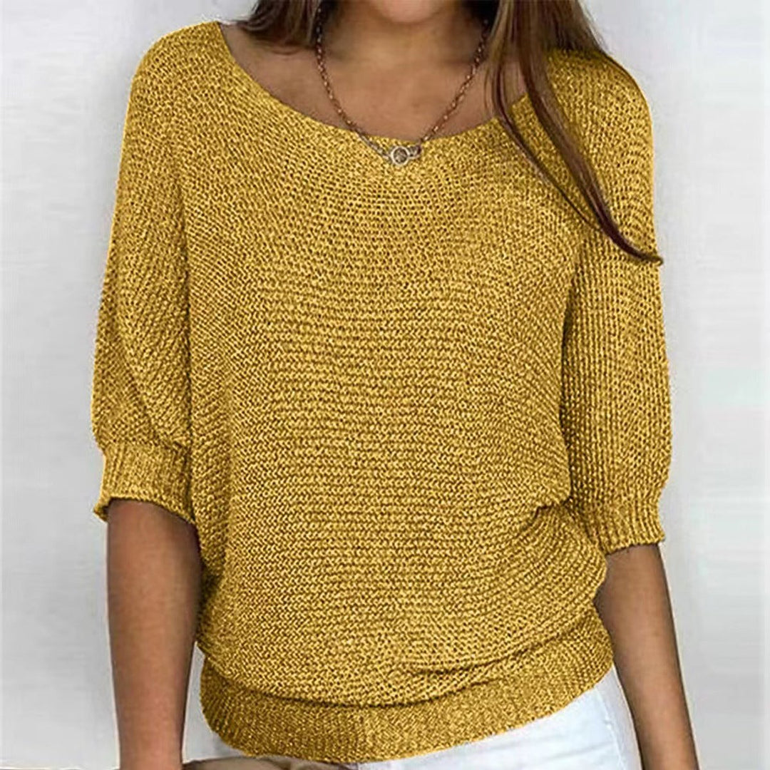 Women's Relaxed Knit Batwing-Sleeve Pullover Sweater - Yellow