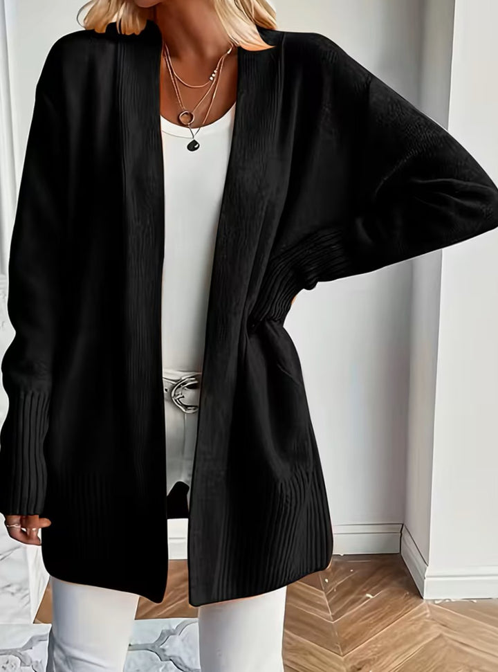 Women's Relaxed Open-Front Knit Cardigan - Black