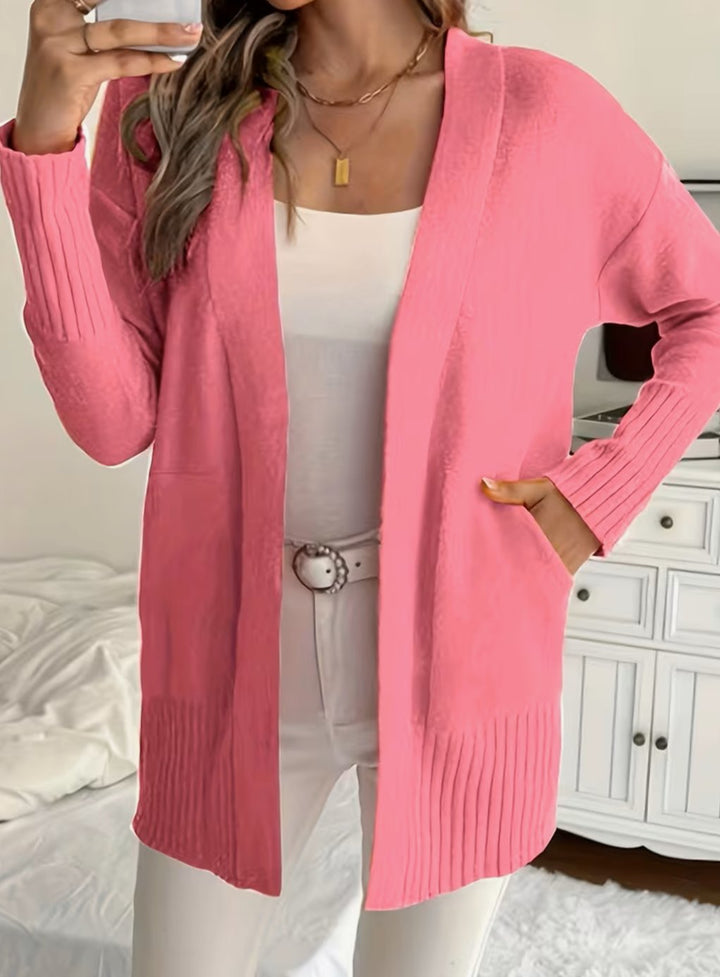 Women's Relaxed Open-Front Knit Cardigan - Magenta
