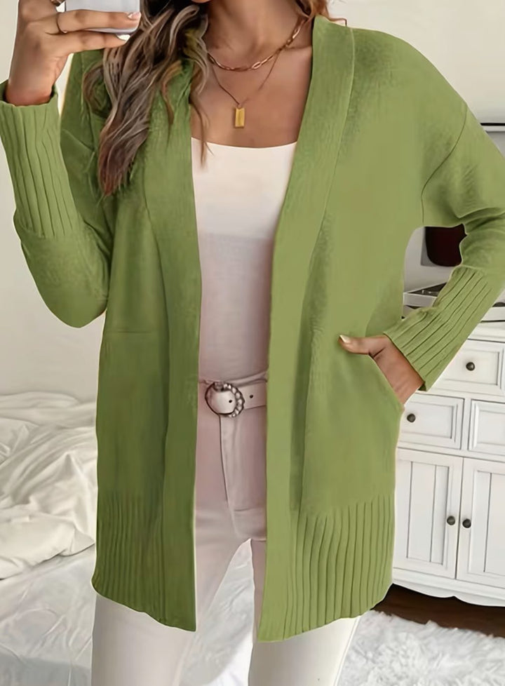 Women's Relaxed Open-Front Knit Cardigan - Green