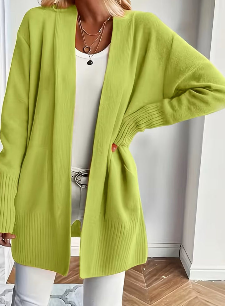 Women's Relaxed Open-Front Knit Cardigan - Greenish Yellow