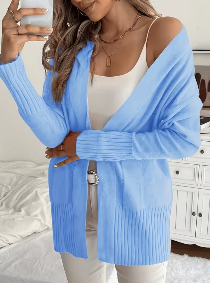 Women's Relaxed Open-Front Knit Cardigan - Vibrant Blue