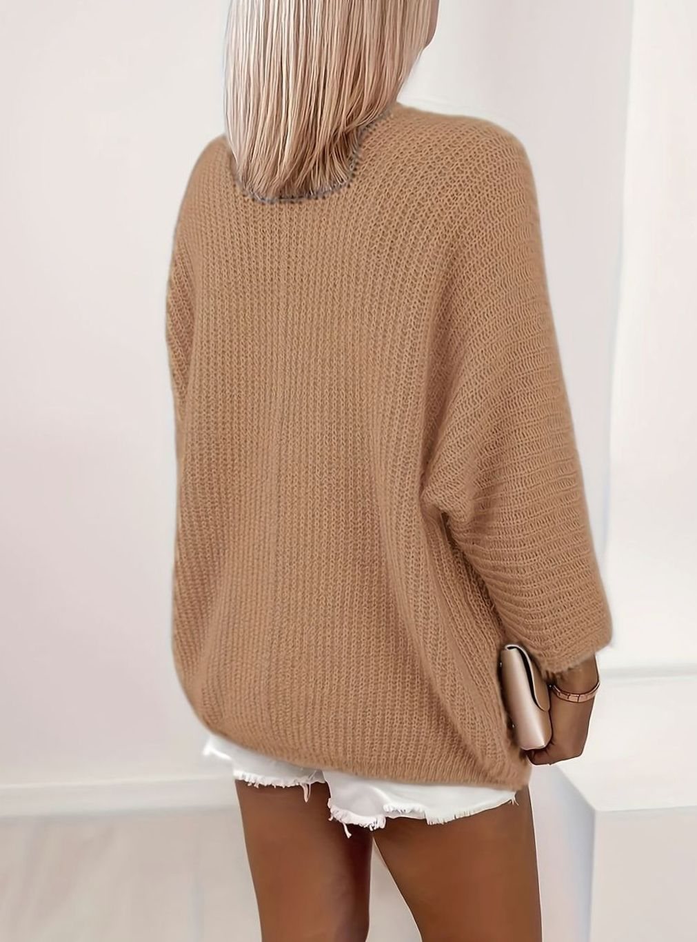 Women's Relaxed Open-Front Knit Cardigan Sweater