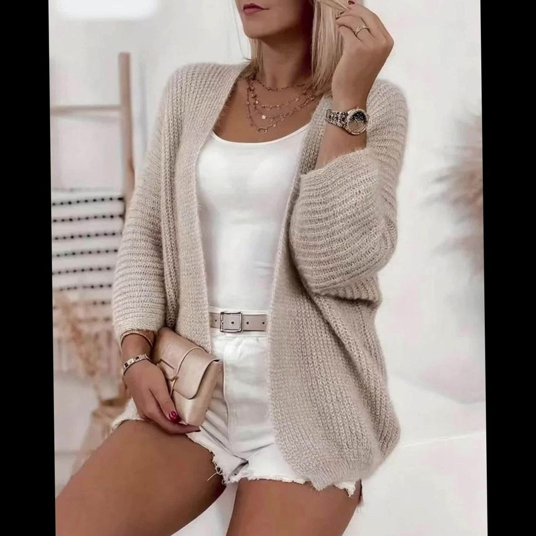 Women's Relaxed Open-Front Knit Cardigan Sweater