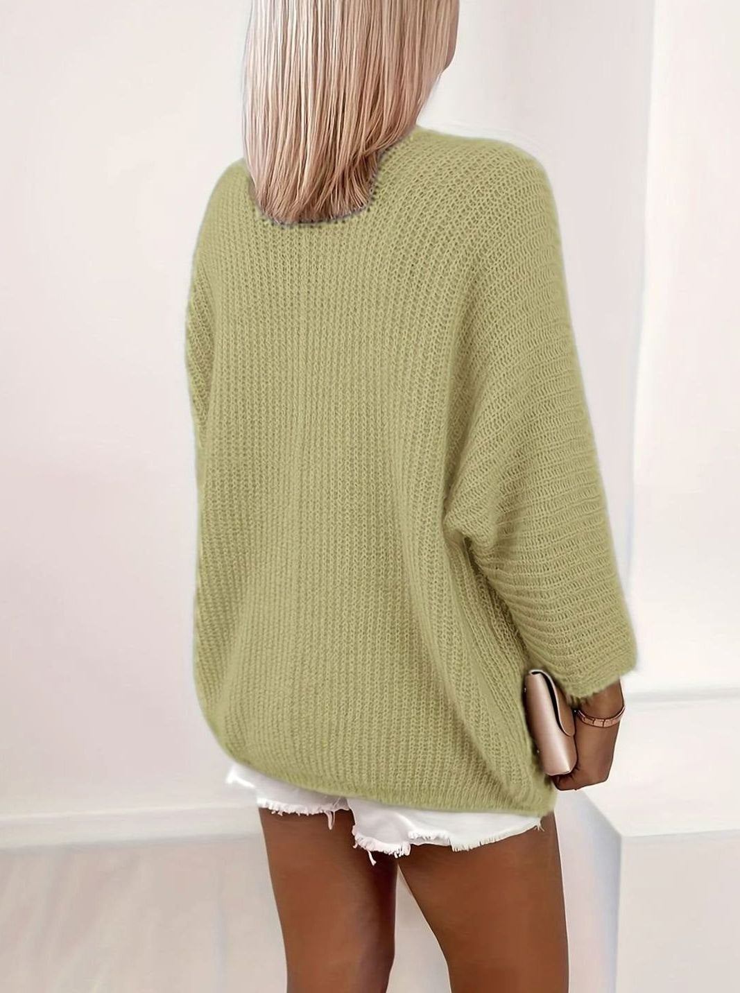 Women's Relaxed Open-Front Knit Cardigan Sweater