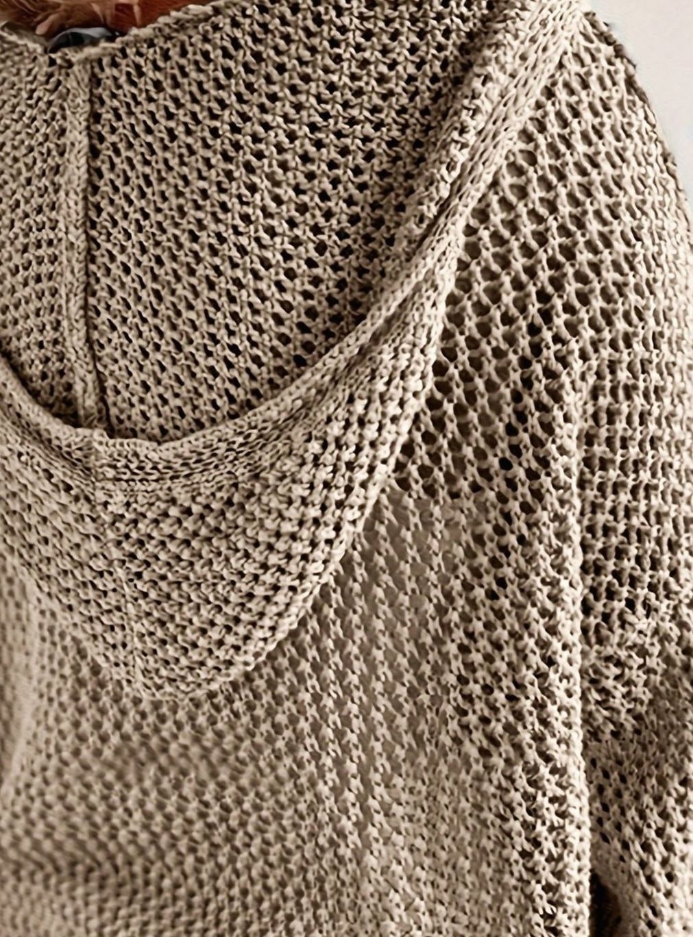 Women's Relaxed Open-Knit Hooded Sweater