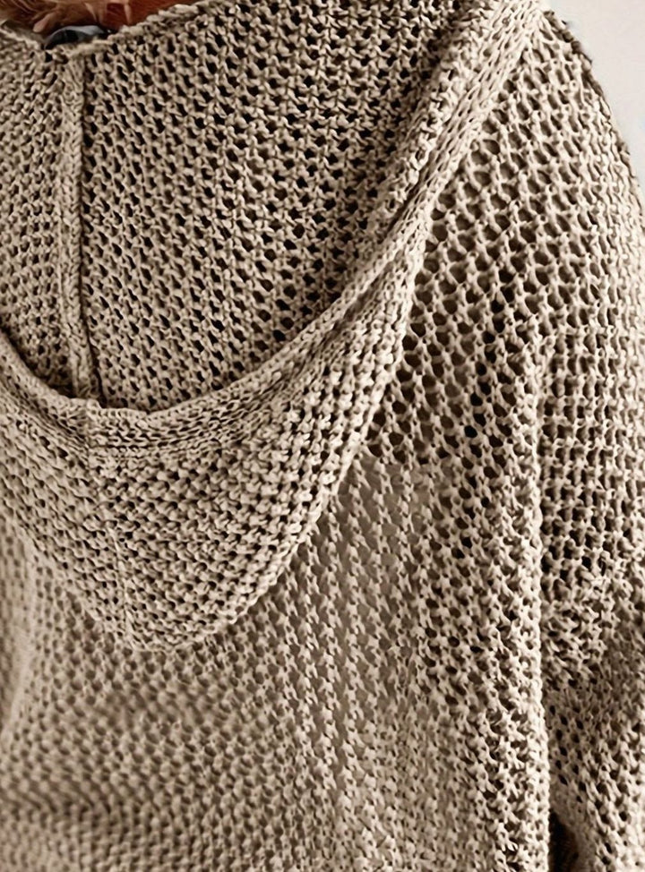 Women's Relaxed Open-Knit Hooded Sweater