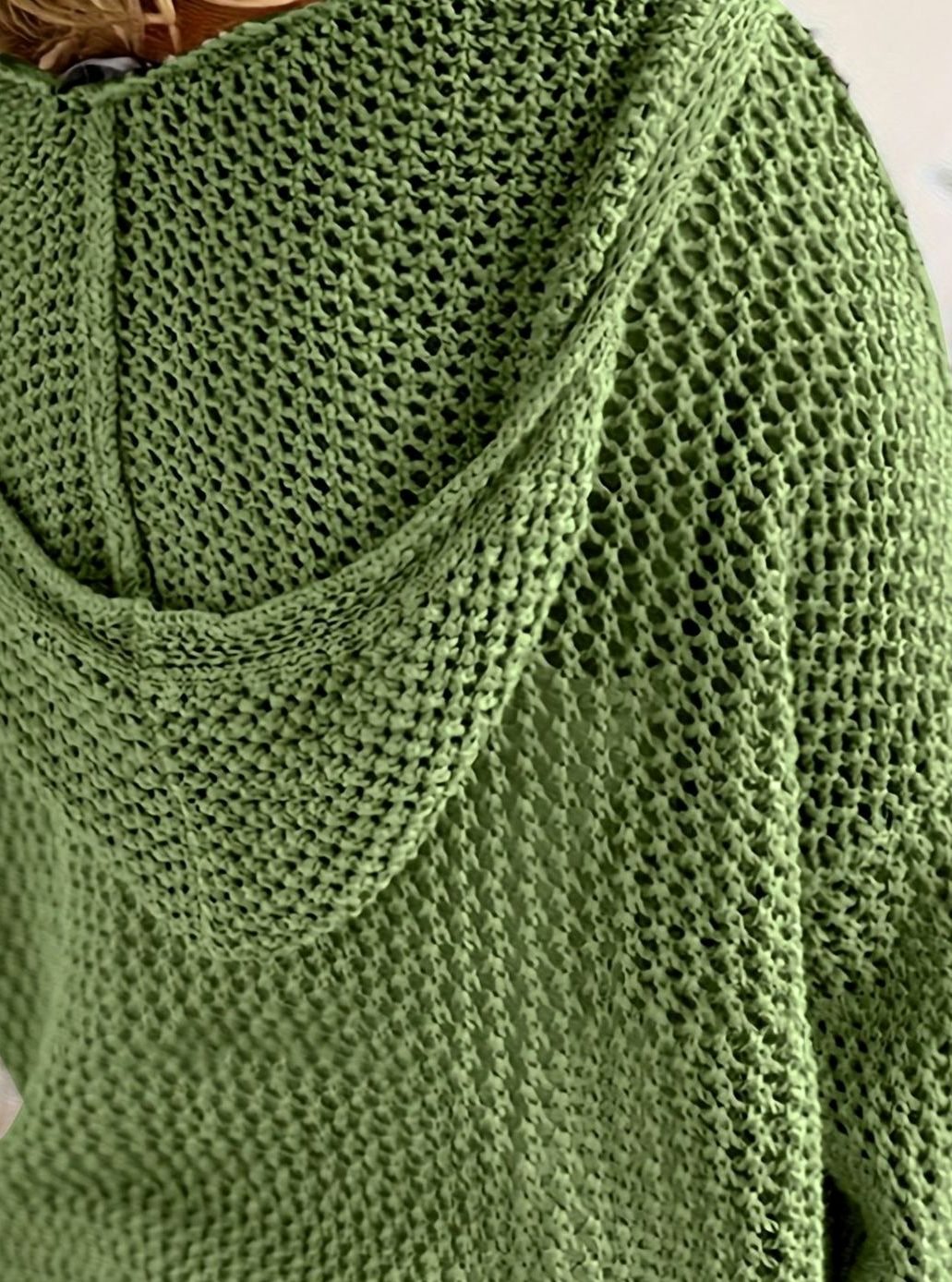Women's Relaxed Open-Knit Hooded Sweater