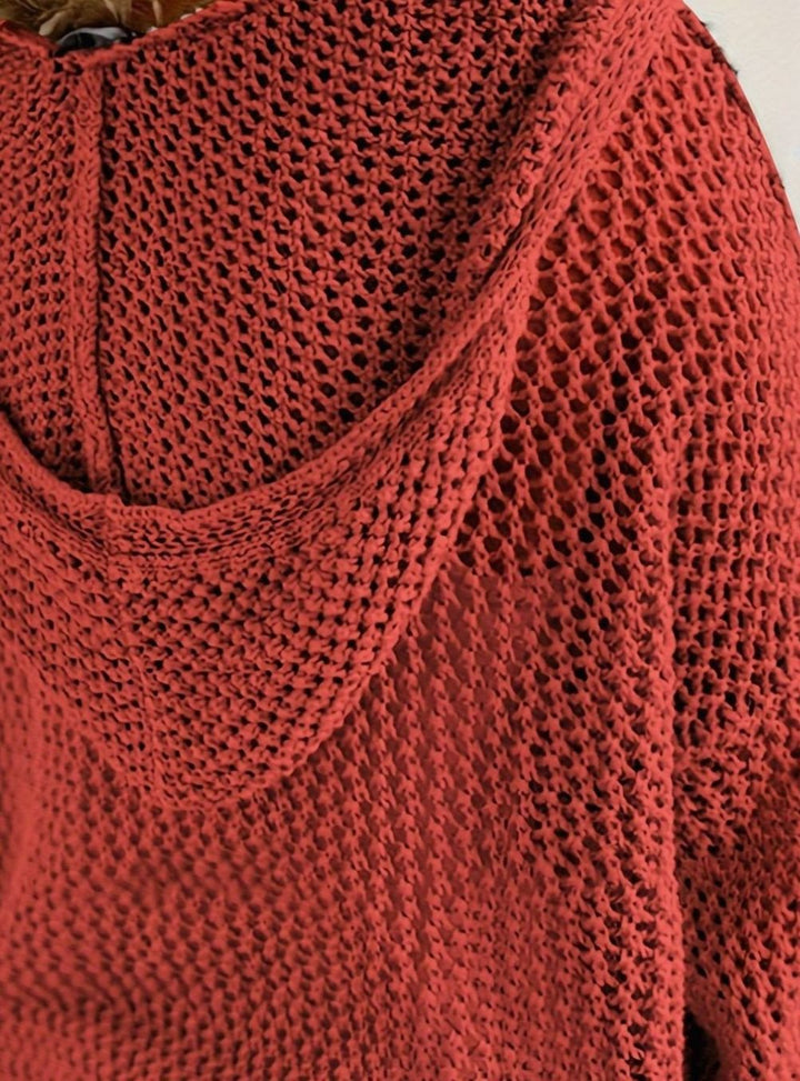 Women's Relaxed Open-Knit Hooded Sweater
